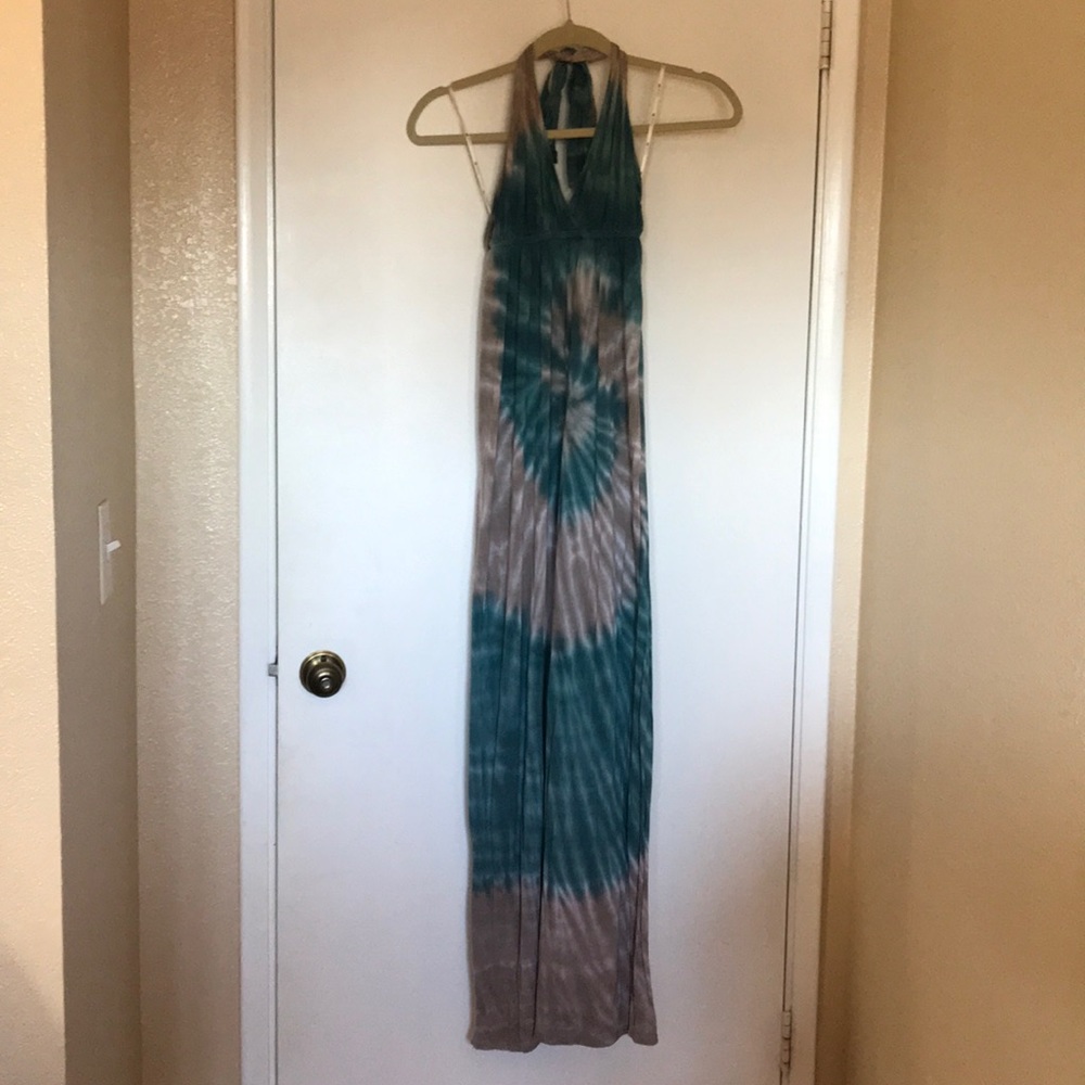 Tie dye halter maxi